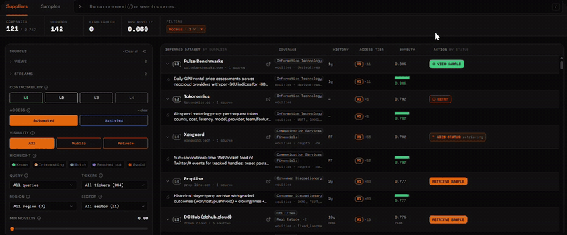 Retrieve sample — an agent fetches the file and lands it on your Samples desk